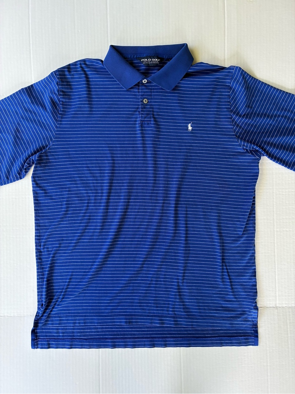 Ralph Lauren Polo Golf Men’s Polo Shirt Size Large Blue With White Stripes
